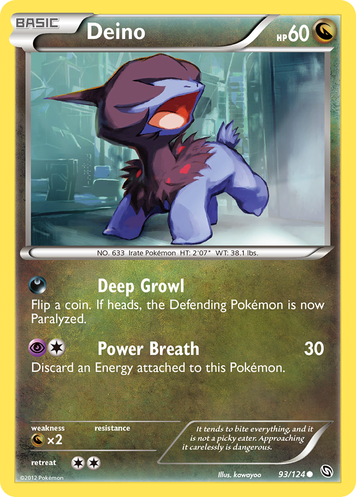 Deino 93/124 Pokémon Dragons Exalted (2012) English card — catalogue reference
