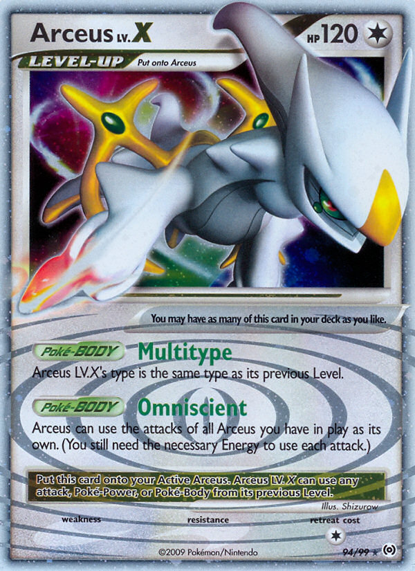Arceus LV.X 94/99 Pokémon Arceus (2009) English card — catalogue reference