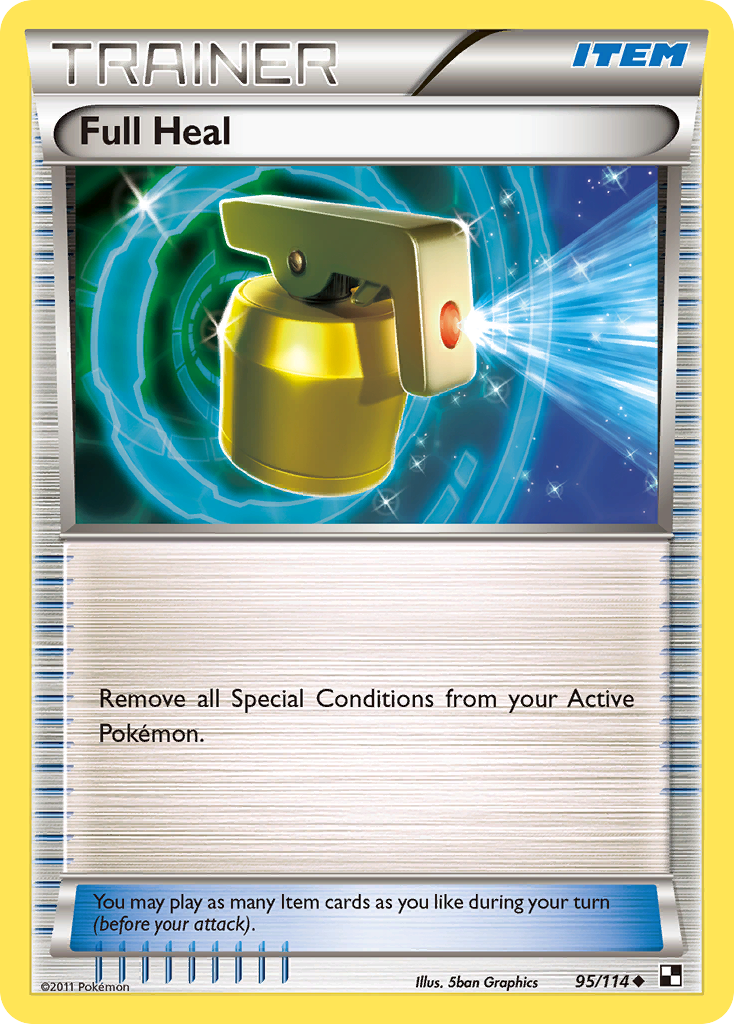 Full Heal 95/114 Pokémon Black & White (2011) English card — catalogue reference