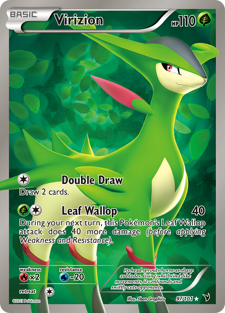 Virizion 97/101 Pokémon Noble Victories (2011) English card — catalogue reference