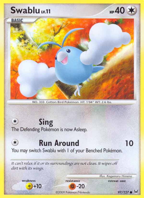 Swablu 97/127 Pokémon Platinum (2009) English card — catalogue reference
