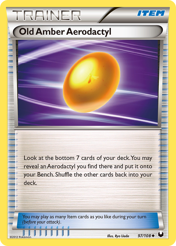 Old Amber Aerodactyl 97/108 Pokémon Dark Explorers (2012) English card — catalogue reference