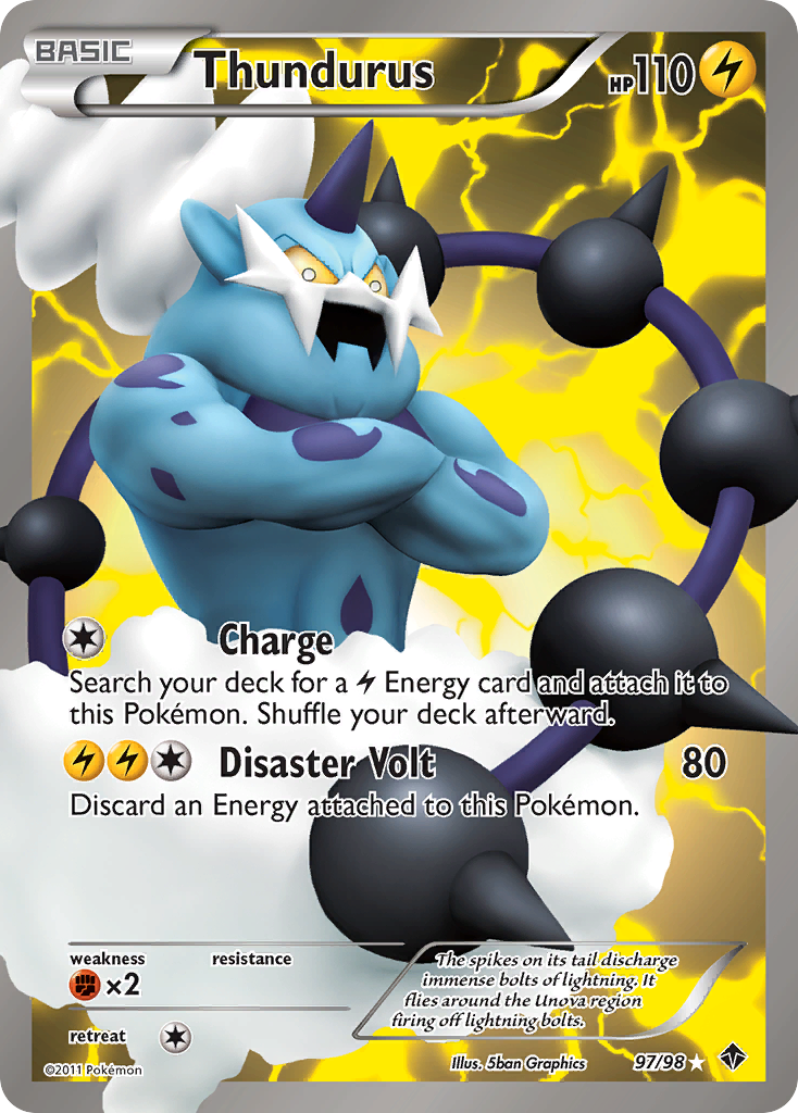 Thundurus 97/98 Pokémon Emerging Powers (2011) English card — catalogue reference