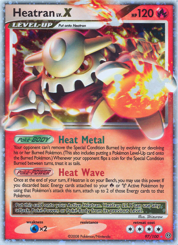 Heatran LV.X 97/100 Pokémon Stormfront (2008) English card — catalogue reference