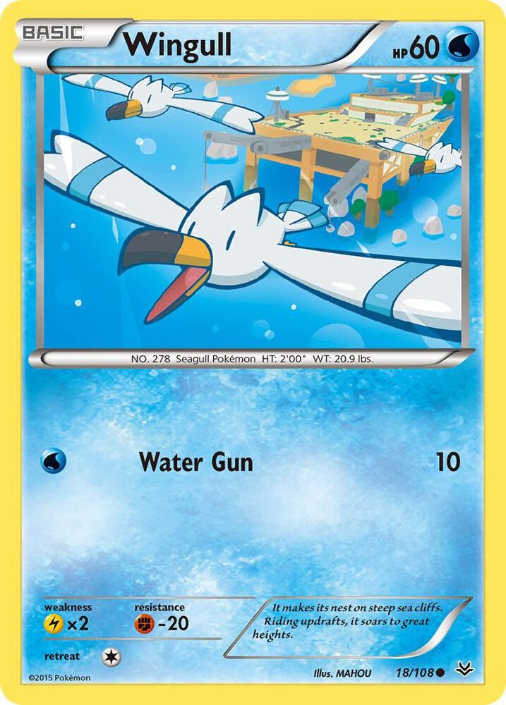 Wingull Common XY - Roaring Skies 18/108 MP (Back)