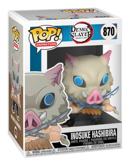 Funko Pop! vinyl figure of Inosuke Hashibira from Demon Slayer, in packaging.