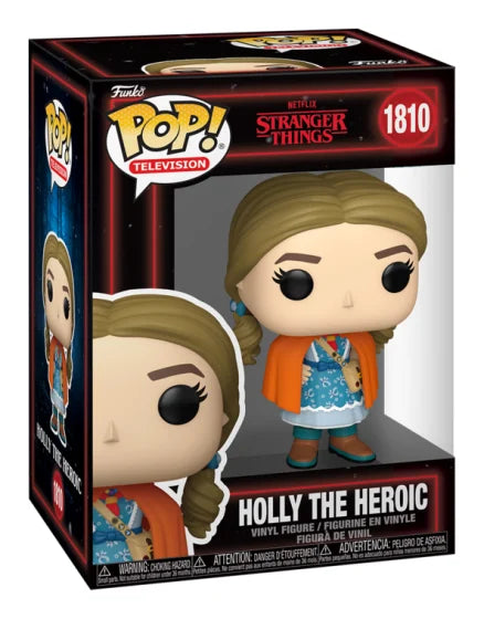 Funko Pop! vinyl figure packaging for 'Stranger Things' with Holly the Heroic figure.
