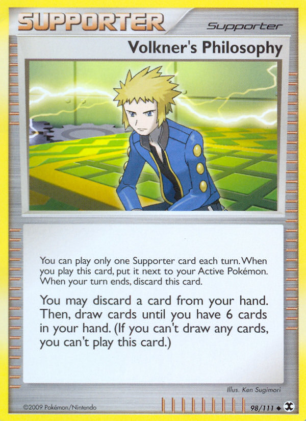 Volkner's Philosophy 98/111 Pokémon Rising Rivals (2009) English card — catalogue reference