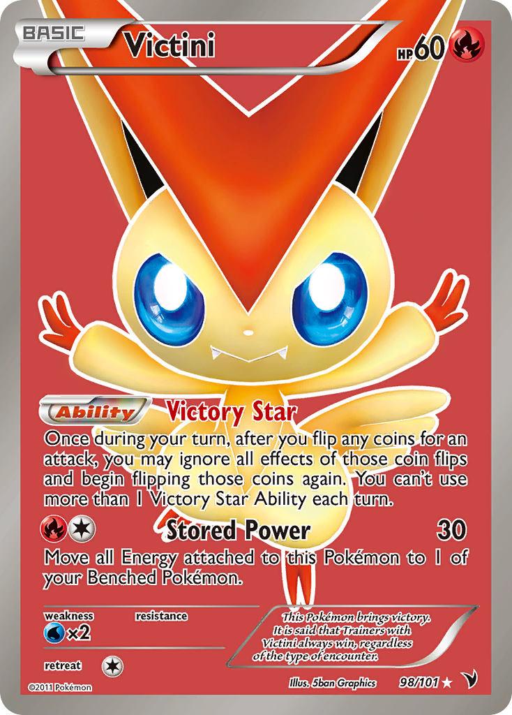 Victini 98/101 Pokémon Noble Victories (2011) English card — catalogue reference