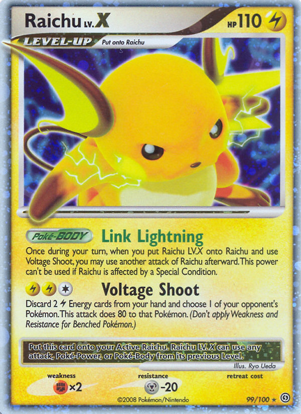Raichu LV.X 99/100 Pokémon Stormfront (2008) English card — catalogue reference