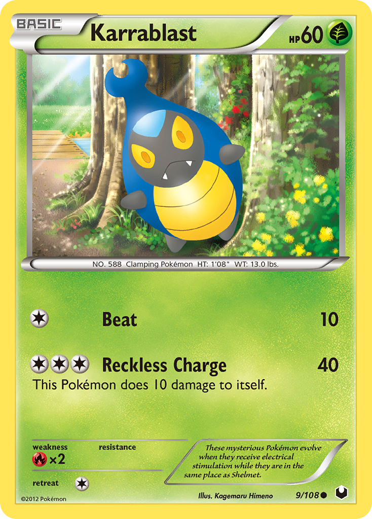 Karrablast 9/108 Pokémon Dark Explorers (2012) English card — catalogue reference