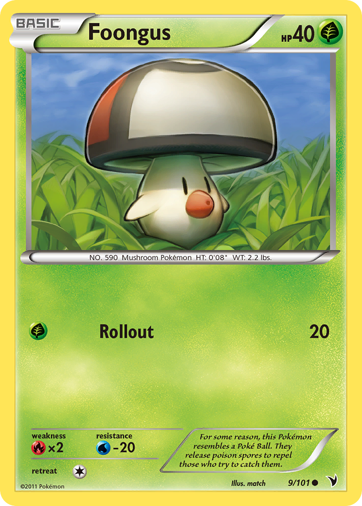 Foongus 9/101 Pokémon Noble Victories (2011) English card — catalogue reference