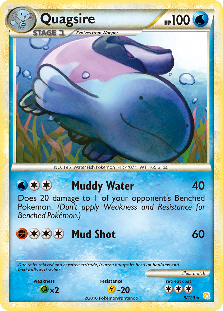 Quagsire 9/123 Pokémon HeartGold & SoulSilver (2010) English card — catalogue reference