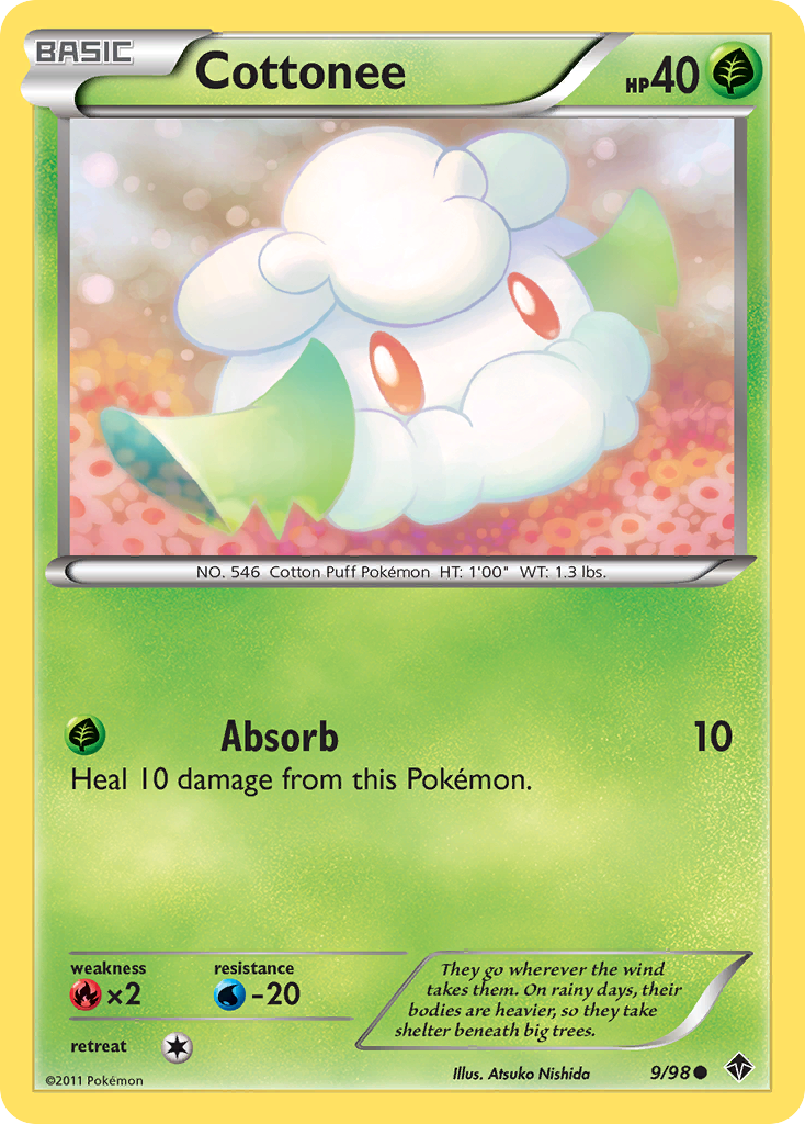 Cottonee 9/98 Pokémon Emerging Powers (2011) English card — catalogue reference