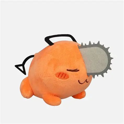 Plush toy resembling a character with a chainsaw on a white background
