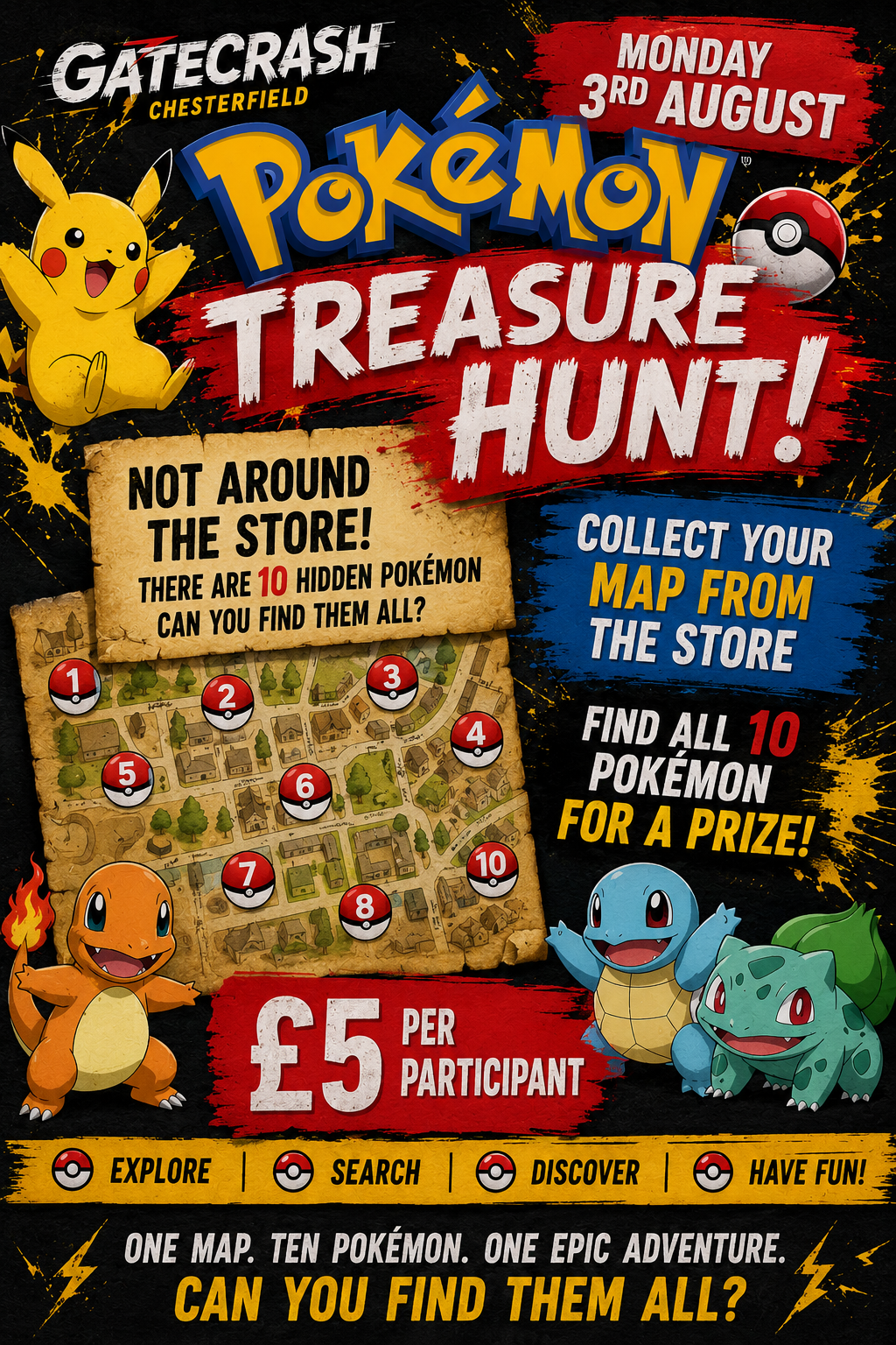 POKEMON TREASURE HUNT 3rd August 2026 TICKET X1 (Only children taking part need a ticket)