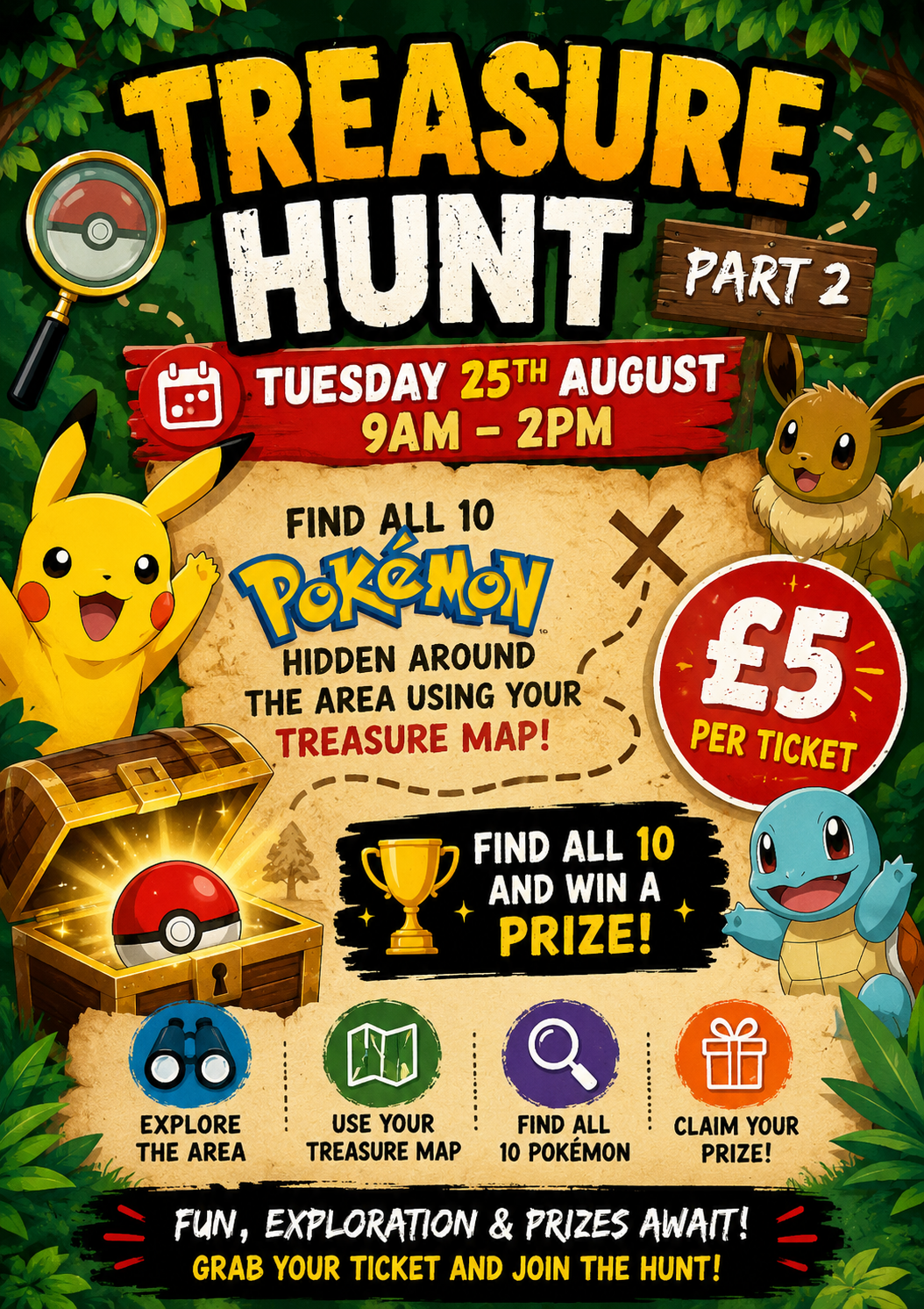 Treasure Hunt Part 2 – Tuesday 25th August | 9am–2pm £5 x1 Ticket