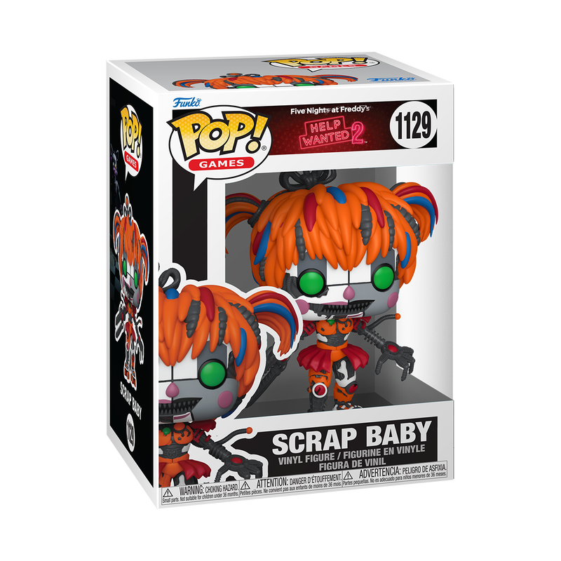 Funko Pop! vinyl figure packaging of Scrap Baby from Five Nights at Freddy's