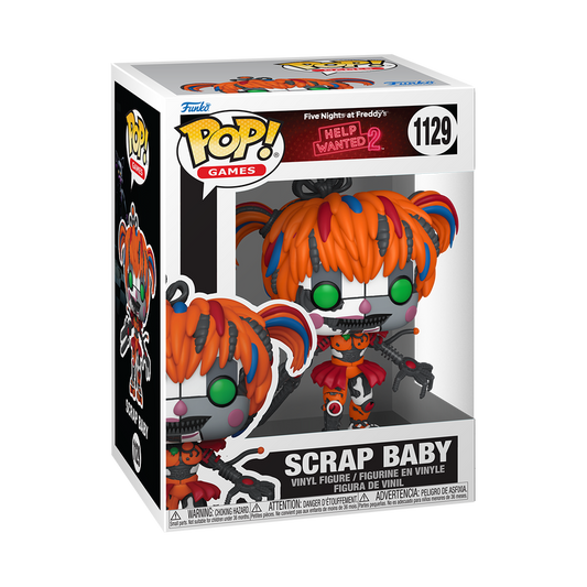 Funko Pop! vinyl figure packaging of Scrap Baby from Five Nights at Freddy's