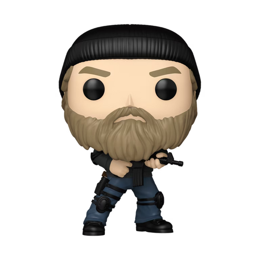 Funko Pop! vinyl figure of a character with a beard and tactical gear on a white background