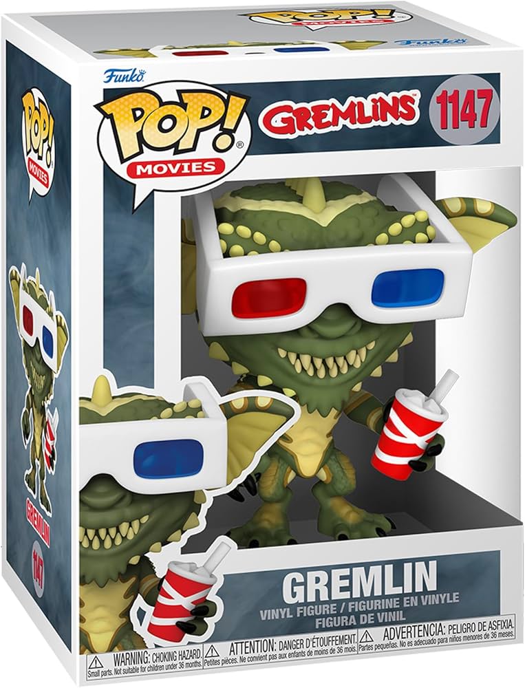 Funko Pop! Gremlins vinyl figure packaging with 3D glasses and soda cup.