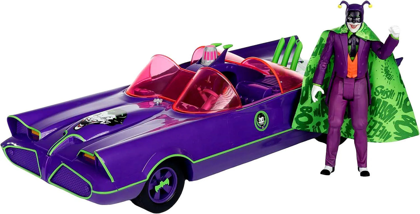 Toy car and figure resembling a character from a popular franchise on a white background