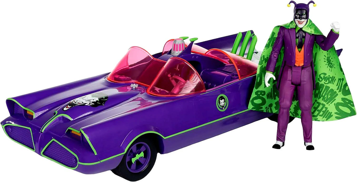 Toy car and figure resembling a character from a popular franchise on a white background