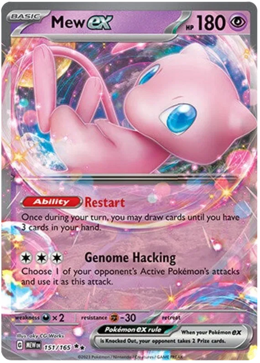 Pokémon trading card featuring Mew EX with colorful background