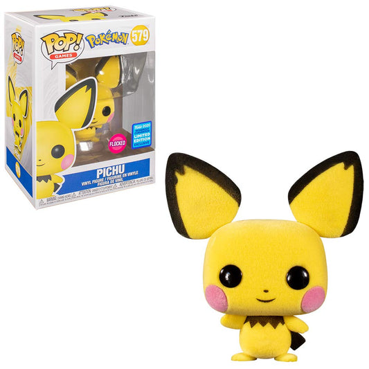 Pikachu Pop! Vinyl figure next to its packaging on a white background
