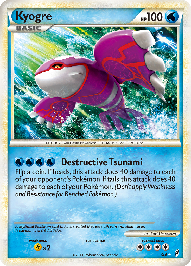 Shiny Kyogre SL6 Pokémon Call of Legends (2011) English card — catalogue reference