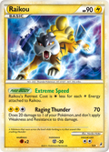 Shiny Raikou SL9 Pokémon Call of Legends (2011) English card — catalogue reference