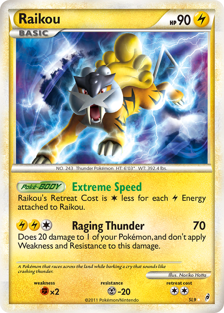 Shiny Raikou SL9 Pokémon Call of Legends (2011) English card — catalogue reference