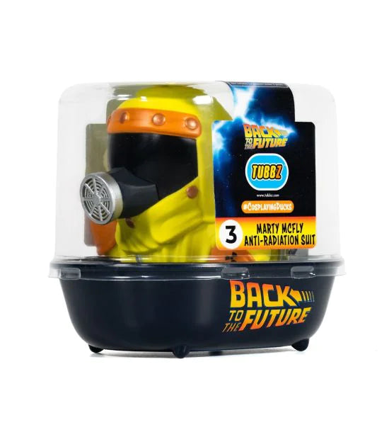 Toy anti-radiation suit from 'Back to the Future' in packaging on a white background