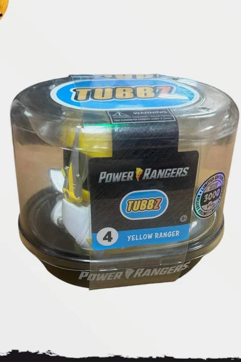 Power Rangers toy figure in packaging with TUBBZ branding on a white background