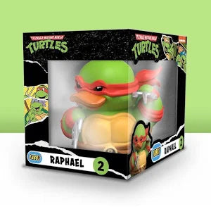 Teenage Mutant Ninja Turtles Raphael action figure in packaging on a light green background