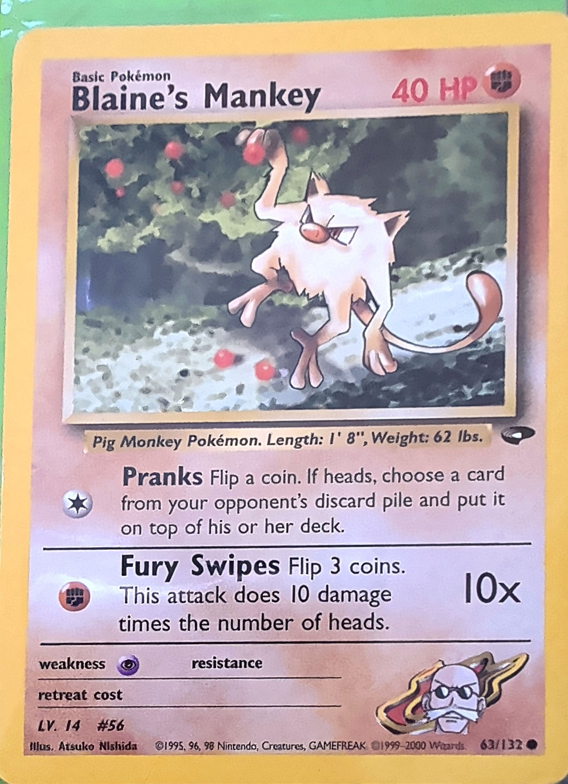 Blaine's Mankey Common Gym Challenge 063/132 MP