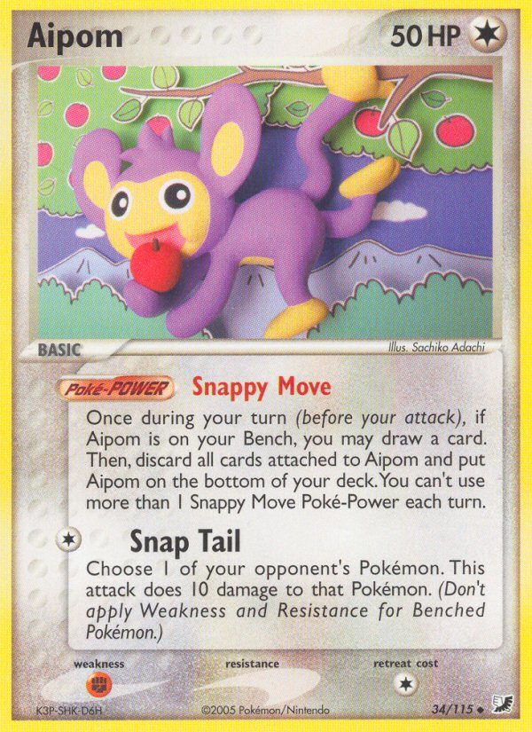 Aipom 34/115 Pokémon EX Unseen Forces (2005) English card — catalogue reference