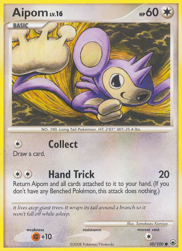 Aipom 50/100 Pokémon Majestic Dawn (2008) English card — catalogue reference