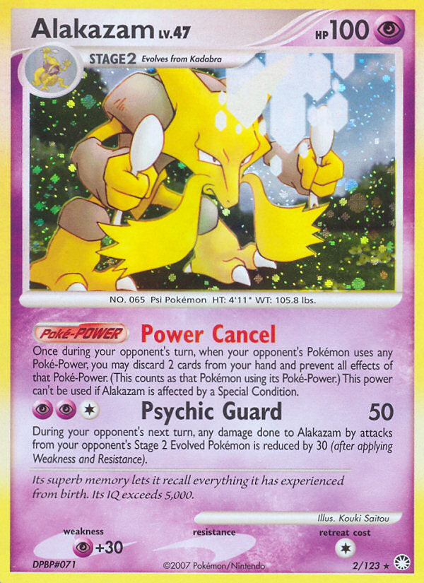 Alakazam 2/123 Pokémon Mysterious Treasures (2007) English card — catalogue reference