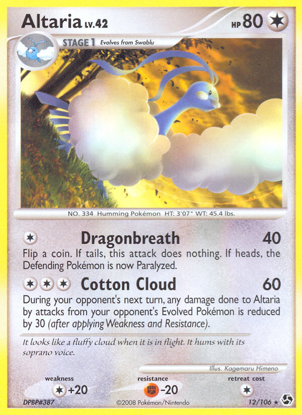 Altaria 12/106 Pokémon Great Encounters (2008) English card — catalogue reference
