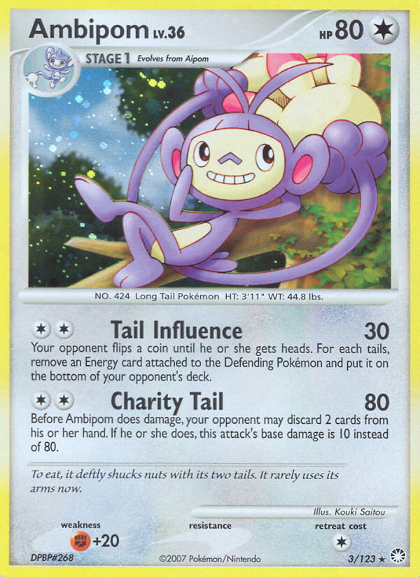 Ambipom 3/123 Pokémon Mysterious Treasures (2007) English card — catalogue reference