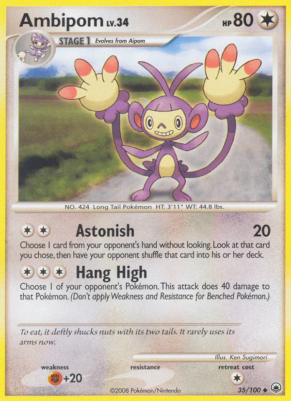 Ambipom 35/100 Pokémon Majestic Dawn (2008) English card — catalogue reference