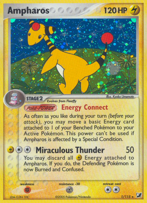 Ampharos 1/115 Pokémon EX Unseen Forces (2005) English card — catalogue reference