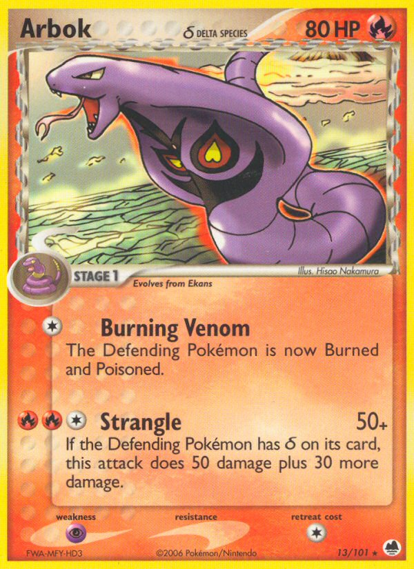 Arbok δ 13/101 Pokémon EX Dragon Frontiers (2006) English card — catalogue reference