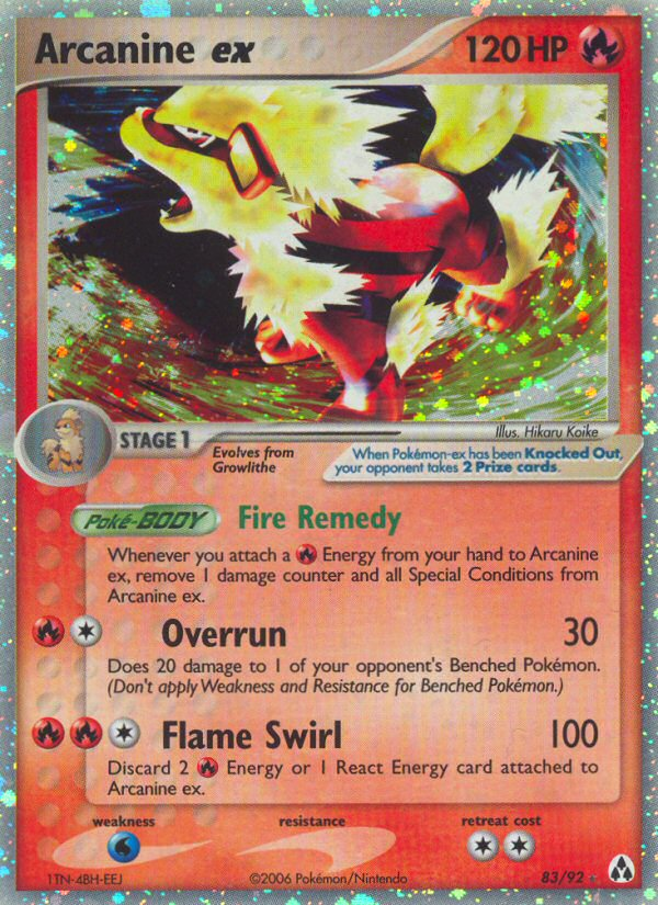 Arcanine ex 83/92 Pokémon EX Legend Maker (2006) English card — catalogue reference