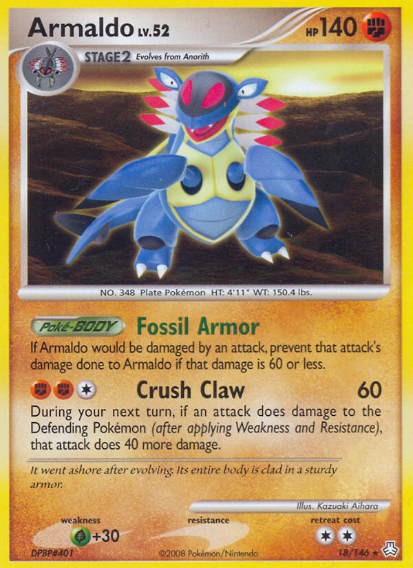 Armaldo 18/146 Pokémon Legends Awakened (2008) English card — catalogue reference