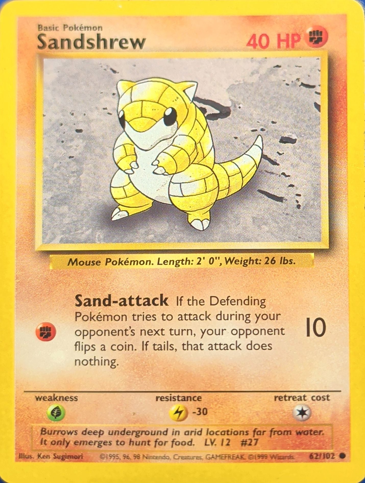 Sandshrew Common Base Set (Shadowless) 062/102 MP