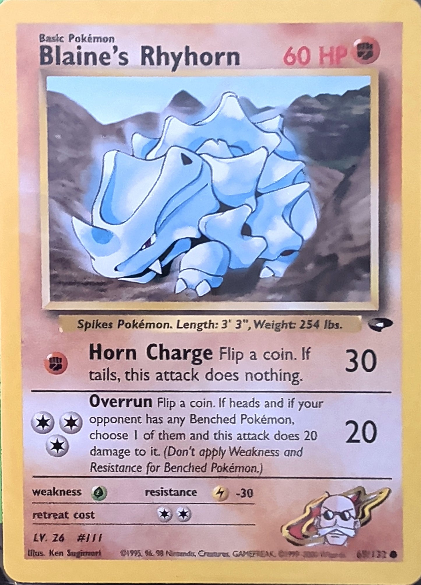 Blaine's Rhyhorn Common Gym Challenge 065/132 MP
