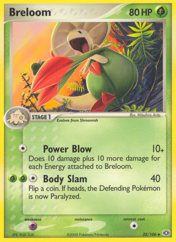 Breloom 22/106 Pokémon EX Emerald (2005) English card — catalogue reference