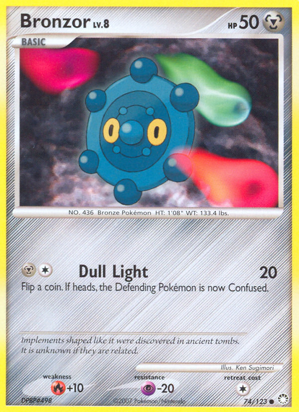 Bronzor 74/123 Pokémon Mysterious Treasures (2007) English card — catalogue reference